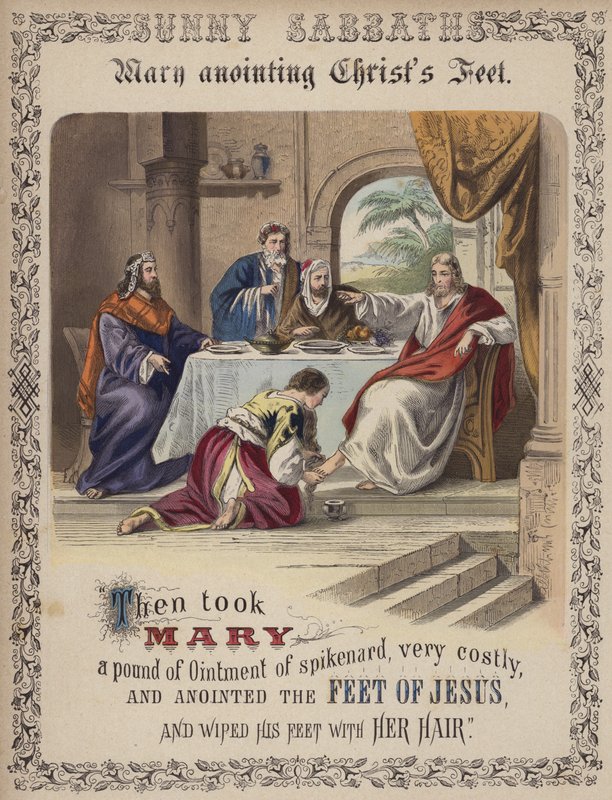Maria zalft de voeten van Christus door English School