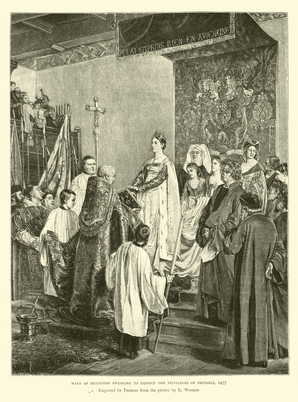 Maria van Bourgondië zweert de privileges van Brussel te respecteren, 1477 door English School