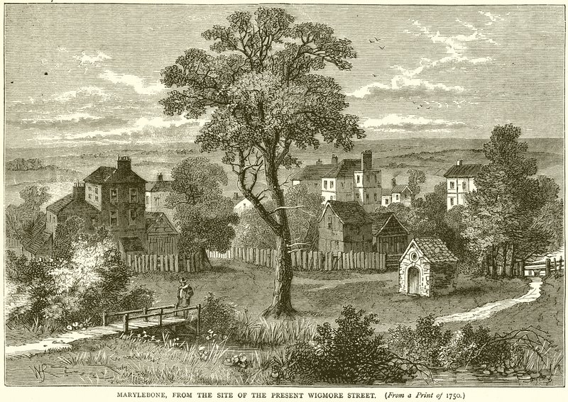 Marylebone, vanaf de locatie van de huidige Wigmore Street door English School