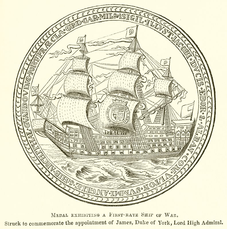 Medaille met een eersteklas oorlogsschip door English School