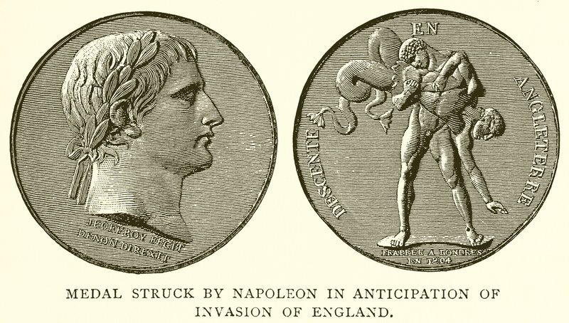 Medaille geslagen door Napoleon in afwachting van de invasie van Engeland door English School