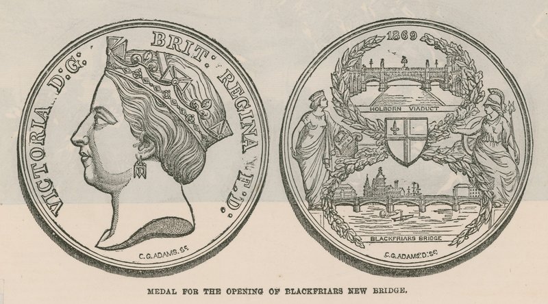 Medaille voor de opening van de nieuwe Blackfriarsbrug, Londen door English School
