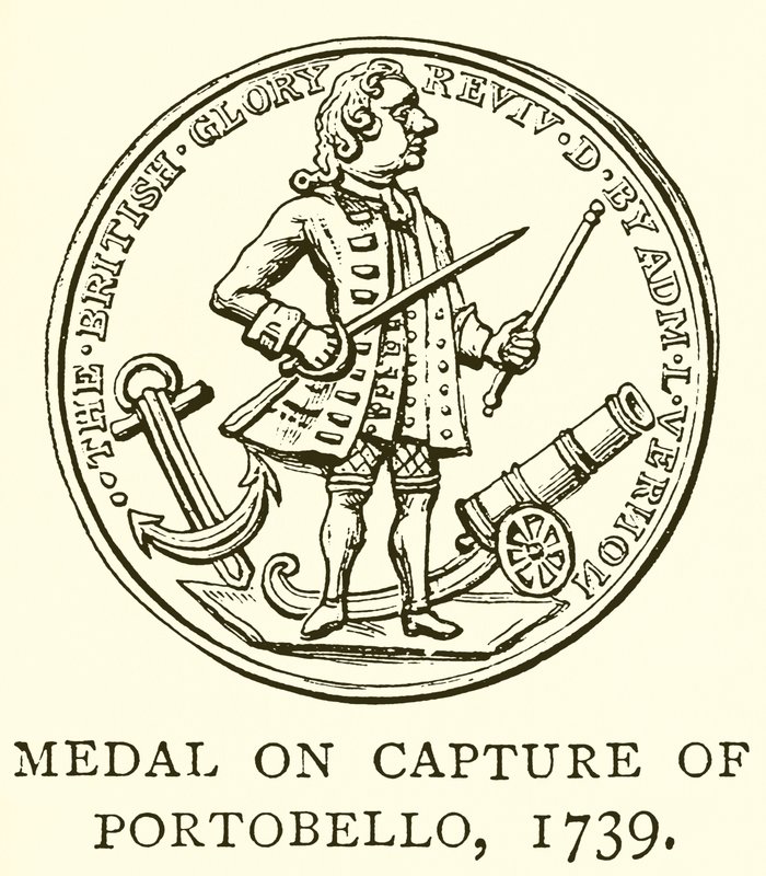 Medaille op de verovering van Portobello, 1739 door English School