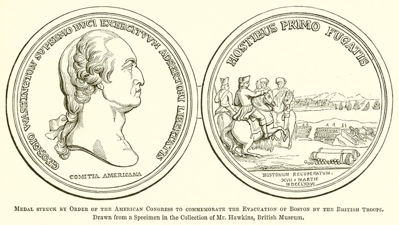 Medaille geslagen door bevel van het Amerikaanse Congres ter herdenking van de evacuatie van Boston door de Britse troepen door English School