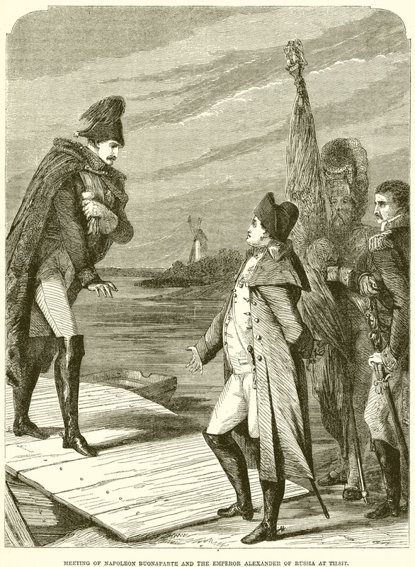 Ontmoeting van Napoleon Bonaparte en de Keizer Alexander van Rusland in Tilsit door English School