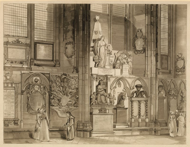 Gedenktekens en standbeelden in Westminster Abbey, Londen door English School