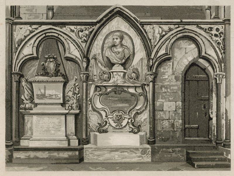 Gedenktekens en standbeelden in Westminster Abbey, Londen door English School