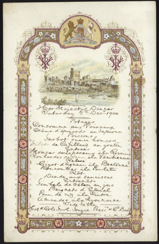 Menu voor de Koninklijke Lunch door English School