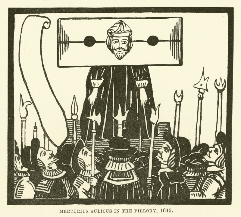 Mercurius Aulicus in de schandpaal, 1645 door English School