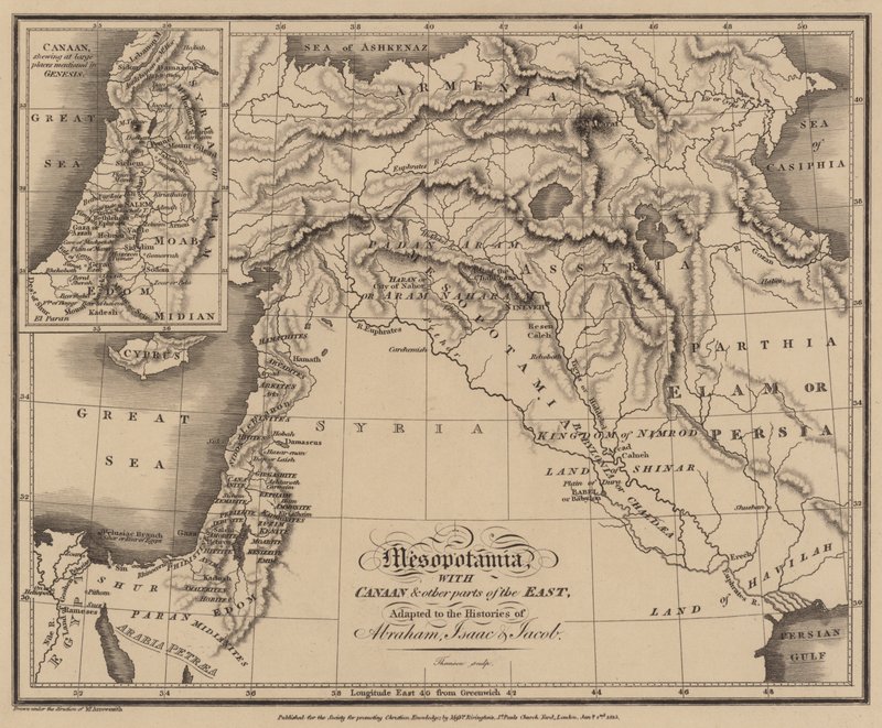 Mesopotamië met Kanaän en andere delen van het Oosten, aangepast aan de geschiedenissen van Abraham, Isaak en Jacob door English School