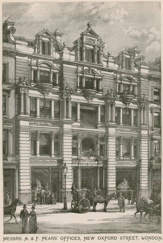 Kantoren van Messrs A & F Pears, New Oxford Street, Londen door English School