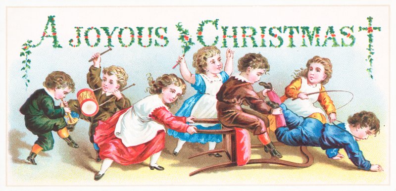 Ondeugende kinderen, kerstkaart door English School