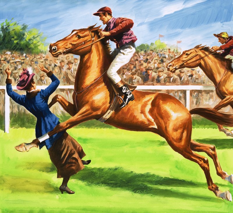 Miss Emily Wilding Davison die zichzelf doodt op Derby Day door English School