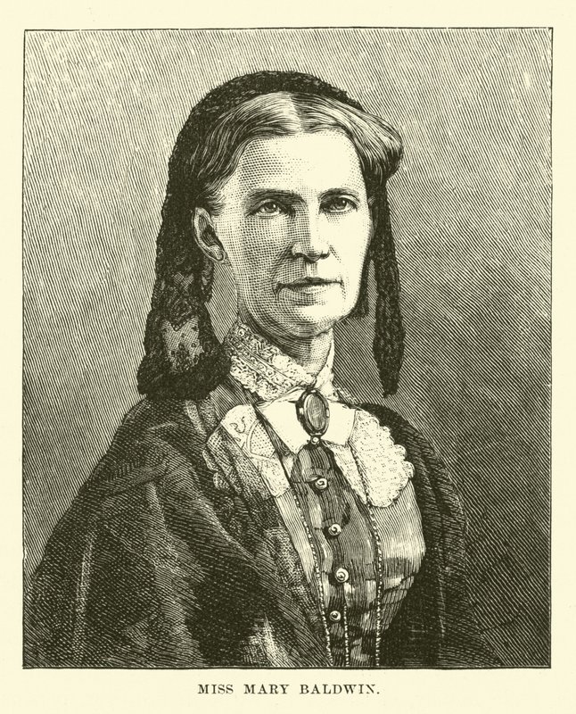 Miss Mary Baldwin door English School