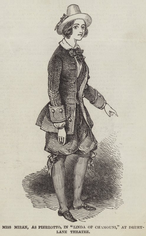 Miss Miran, als Pierrotto, in "Linda van Chamouni," in het Drury-Lane Theater door English School
