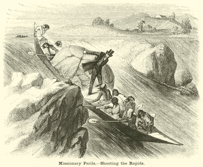 Zendingsgevaren, de Stroomversnellingen doorvaren door English School