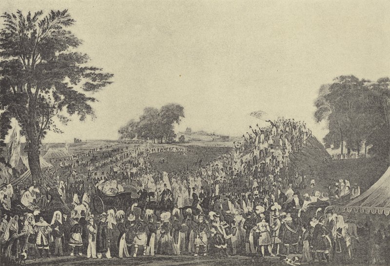 Montem ceremonie bij Salt Hill, 1838 door English School