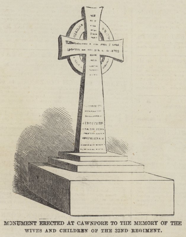 Monument opgericht in Cawnpore ter nagedachtenis aan de vrouwen en kinderen van het 32e Regiment door English School