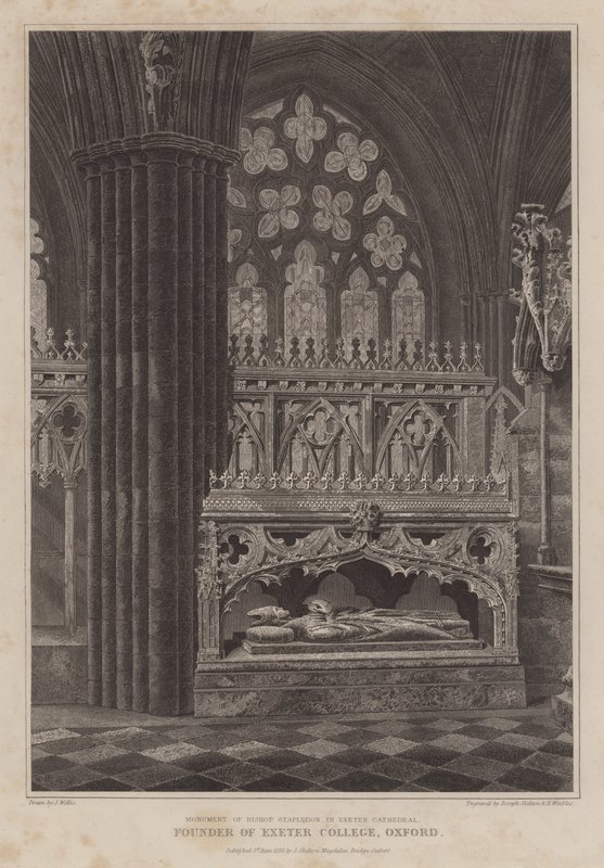 Monument van Bisschop Stapledon, oprichter van Exeter College, Oxford, in Exeter Cathedral door English School