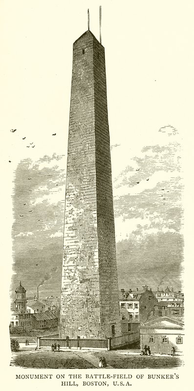 Monument op het Slagveld van Bunkers Hill, Boston, V.S.A. door English School