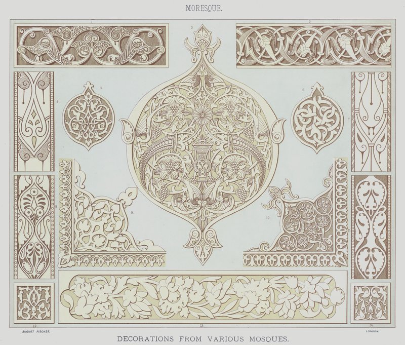 Moreske, Decoraties van verschillende moskeeën door English School