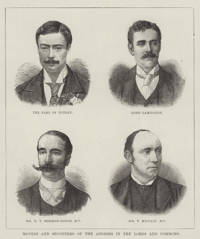 Voorstellers en ondersteuners van het adres in de Lords en Commons (gravure) door English School