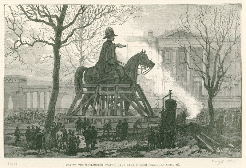 Het verplaatsen van het Wellington-standbeeld, Hyde Park Corner door English School