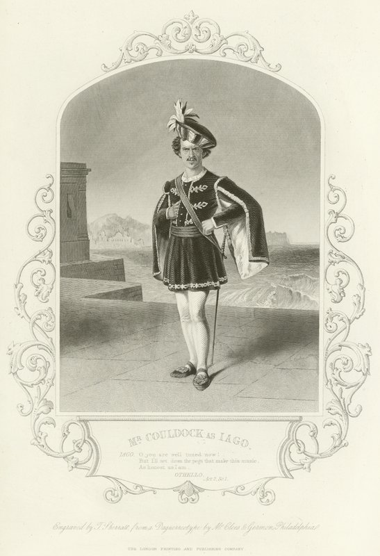 Meneer Couldock als Iago, Othello, Act II, scène I door English School