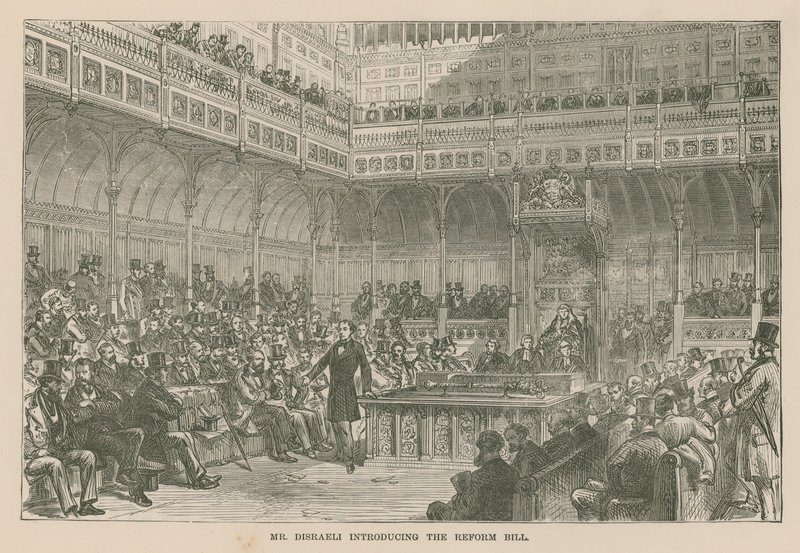 De heer Disraeli introduceert de Hervormingswet door English School