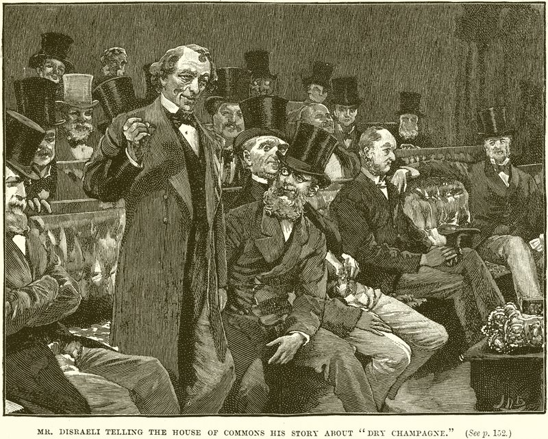 Mr. Disraeli vertelt het Lagerhuis zijn Verhaal over Droge Champagne door English School