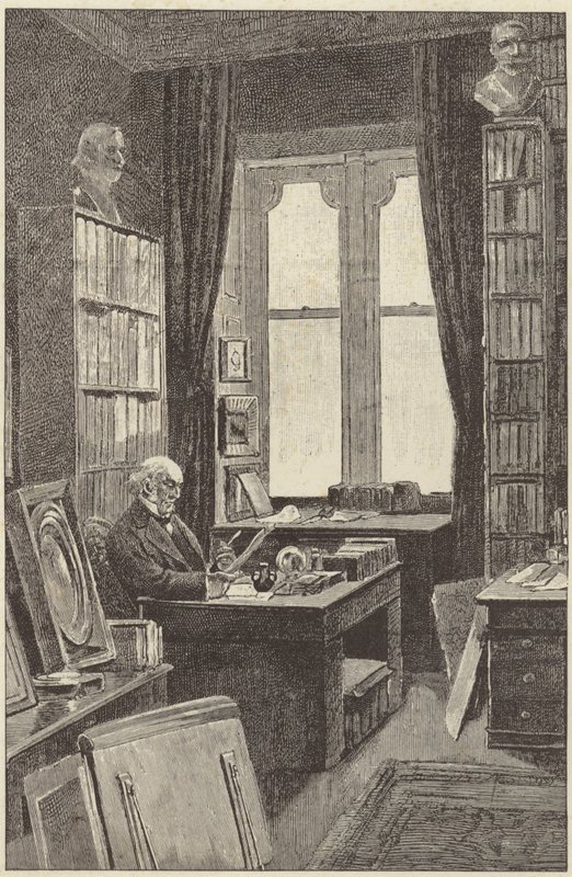 Mr Gladstone in zijn bibliotheek in Hawarden Castle door English School