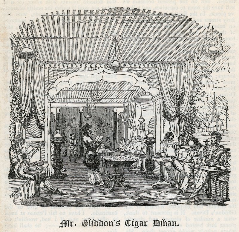 De Sigaar Divan van de heer Gliddon, King Street, Covent Garden door English School