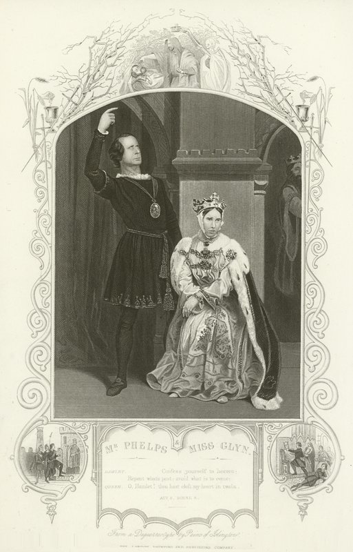 Meneer Phelps als Hamlet en Mevrouw Glyn als Koningin, Hamlet, Act III, scène IV door English School