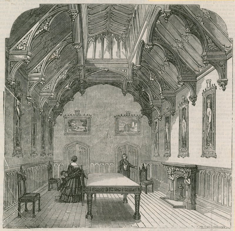 Het nieuwe herenhuis van Mr. Russell, Park Lane, Londen: De eetzaal door English School