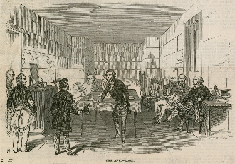 Mr Smith OBrien, MP, in hechtenis in het House of Commons: De Anti-Kamer door English School