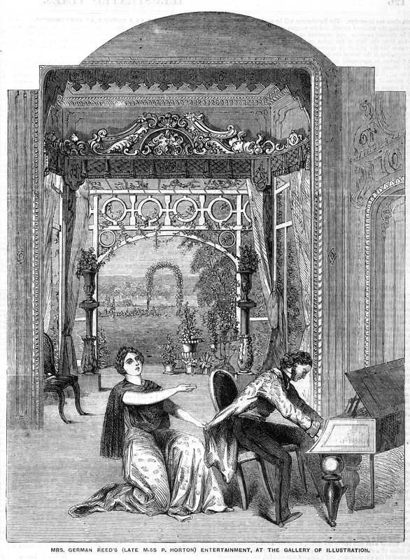 Mrs German Reeds (voorheen Miss P Horton) entertainment, in de Gallery of Illustration door English School