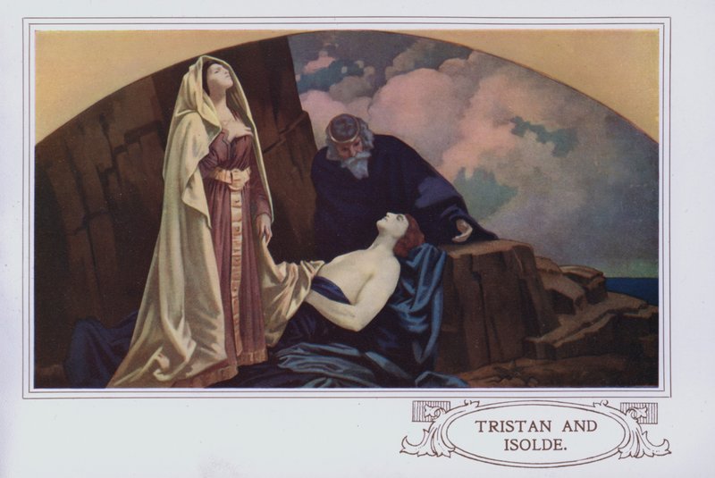 Muurschilderingen in Peter Robinson restaurant: Tristan en Isolde door English School