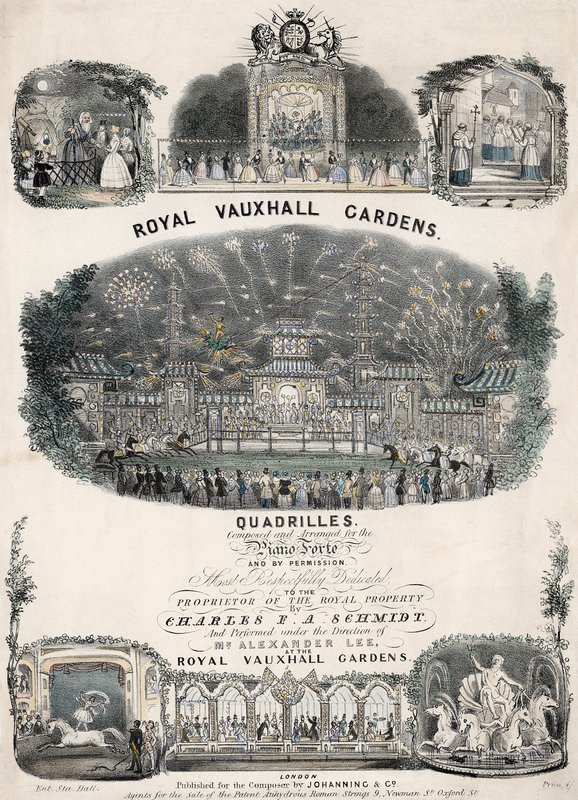 Muzikale partituur voor Royal Vauxhall Gardens Quadrilles door Charles F A Schmidt door English School