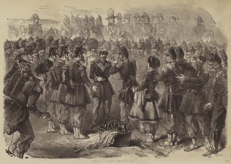 Napoleon de Derde in kamp bij Chalons (gravure) door English School