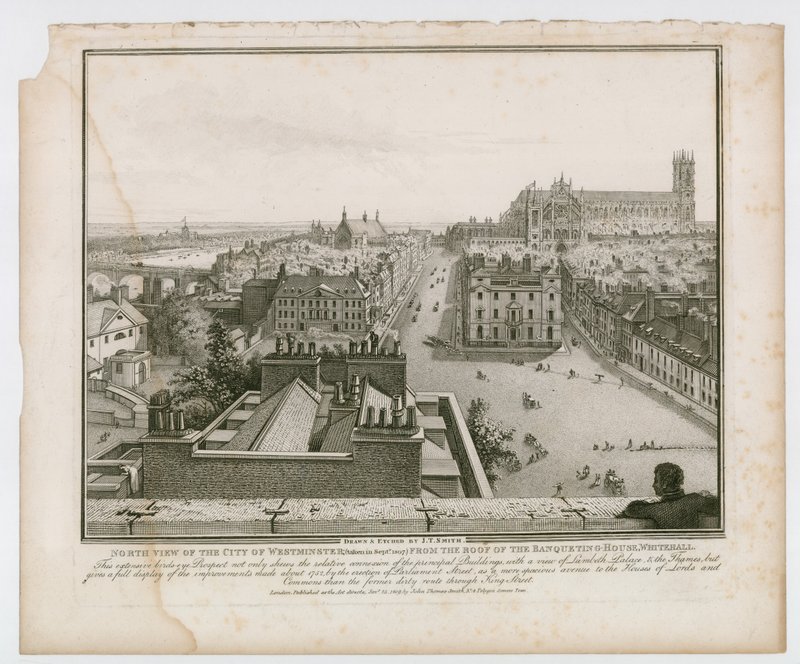 Noordelijk Uitzicht op de Stad Westminster vanaf het dak van het Banketgebouw, Whitehall door English School