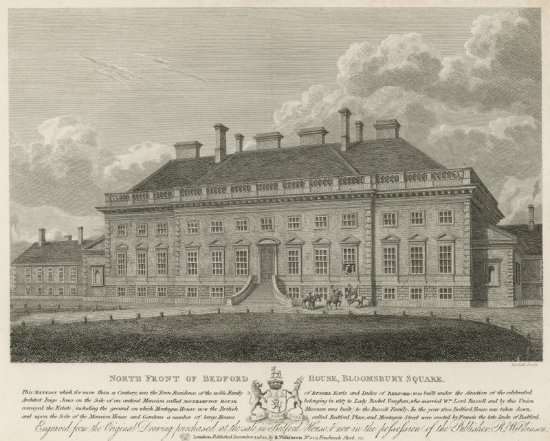 Noordkant van Bedford House, Bloomsbury Square, Londen door English School