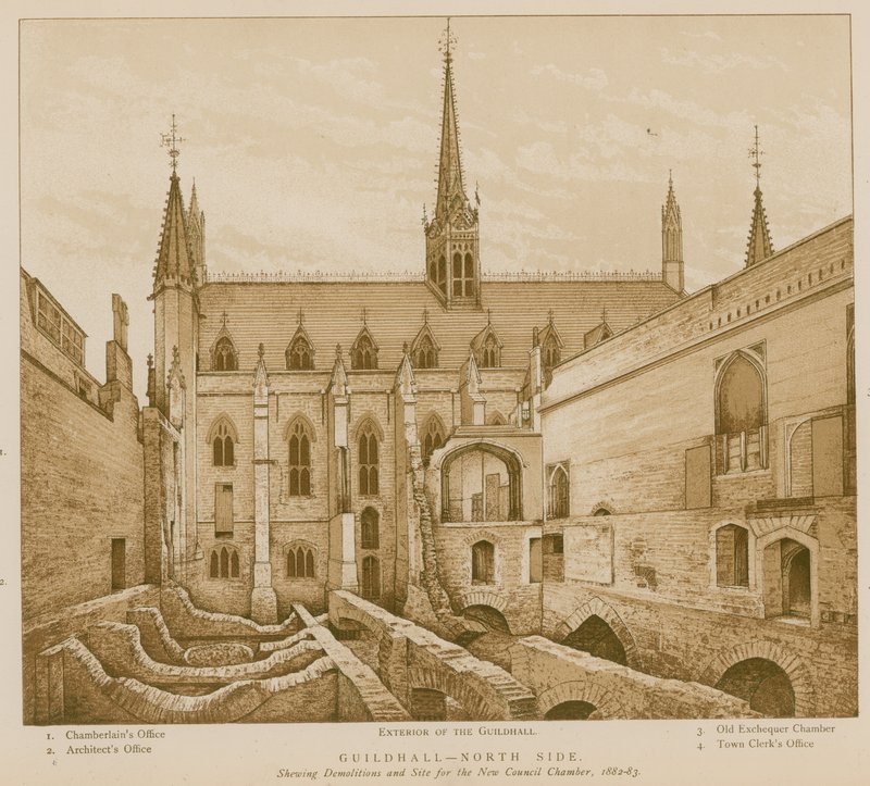 Noordzijde van Guildhall, Londen door English School