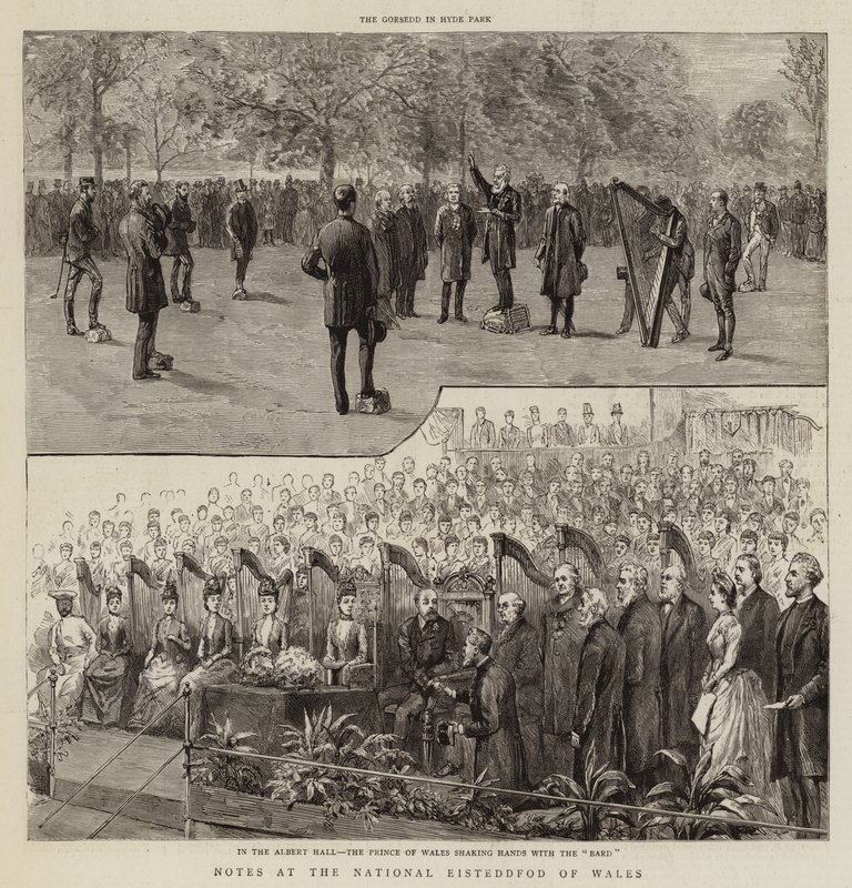 Aantekeningen bij de Nationale Eisteddfod van Wales (gravure) door English School