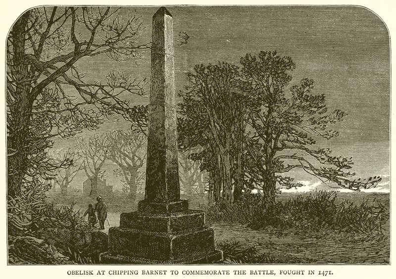 Obelisk in Chipping Barnet ter herdenking van de slag, gevochten in 1471 door English School