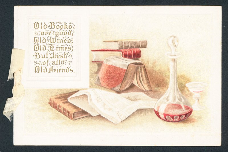 Oude Boeken en Wijndecanteerkaraf, Kerstkaart door English School