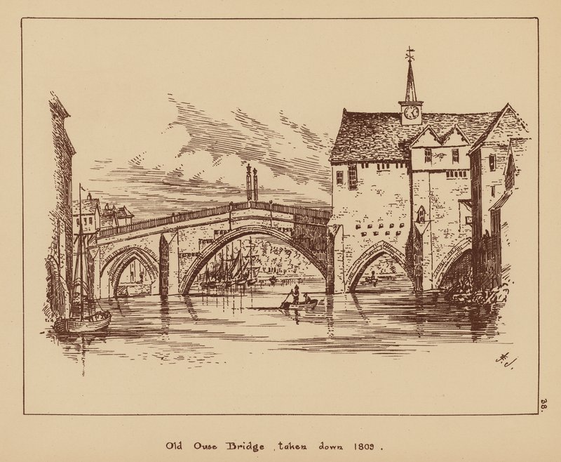 Oude Ouse Brug, afgebroken in 1809 door English School
