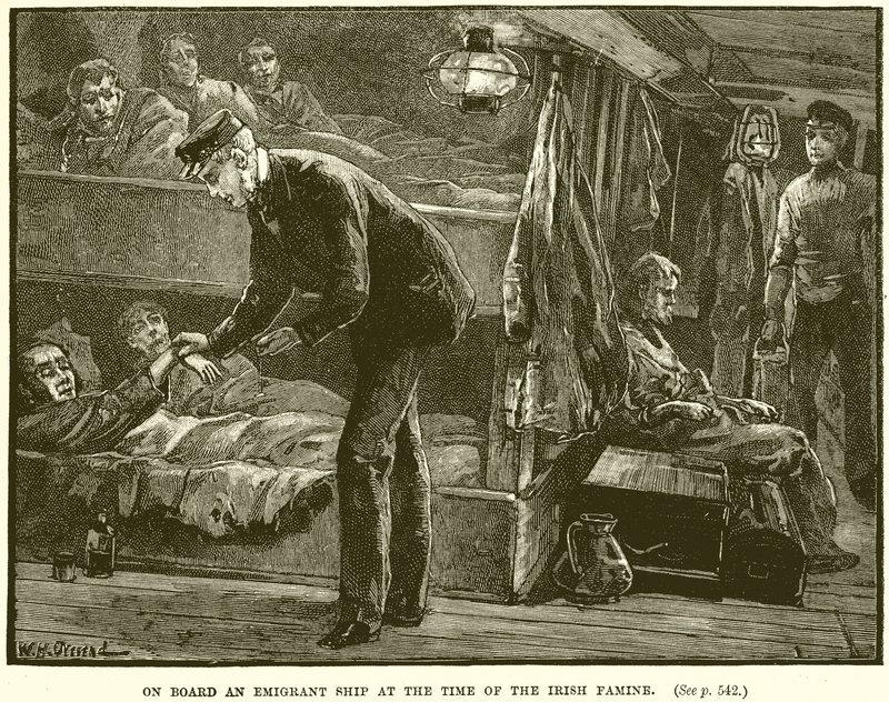 Aan boord van een emigrantenschip tijdens de Ierse hongersnood door English School