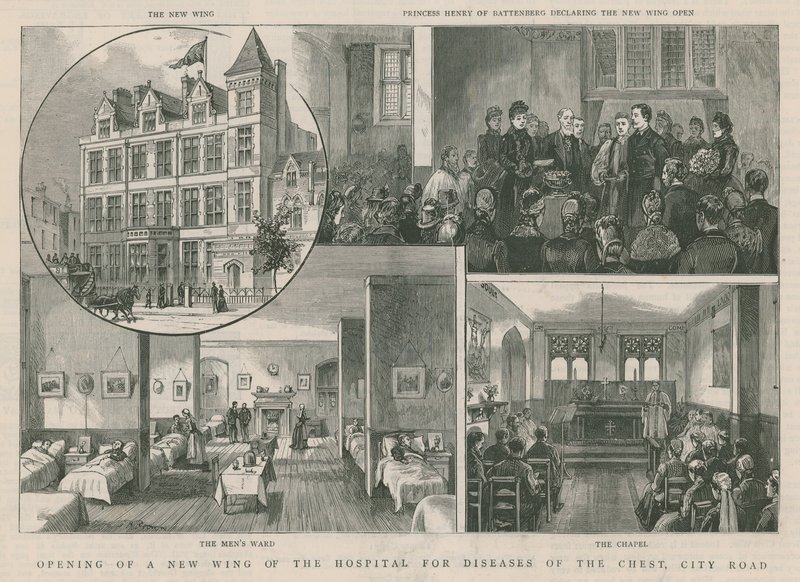 Opening van een nieuwe vleugel van het Ziekenhuis voor Longziekten, City Road, Londen door English School