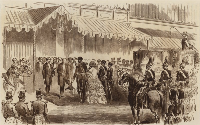 Opening van het Crystal Palace, de aankomst van Hare Majesteit, 1854 door English School