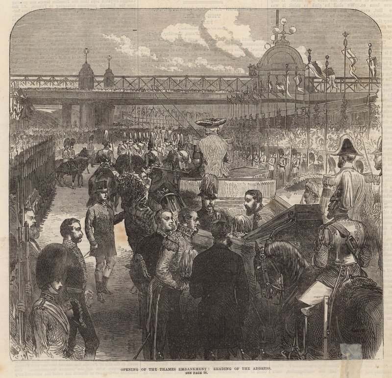 Opening van de Thames Embankment; Lezing van het adres door English School